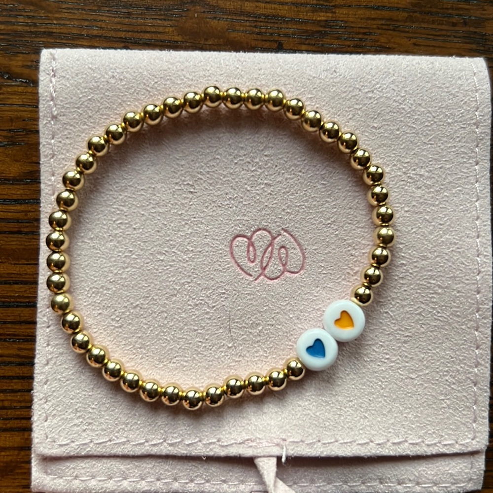 Gold Beaded Bracelet. Stackable - image 1